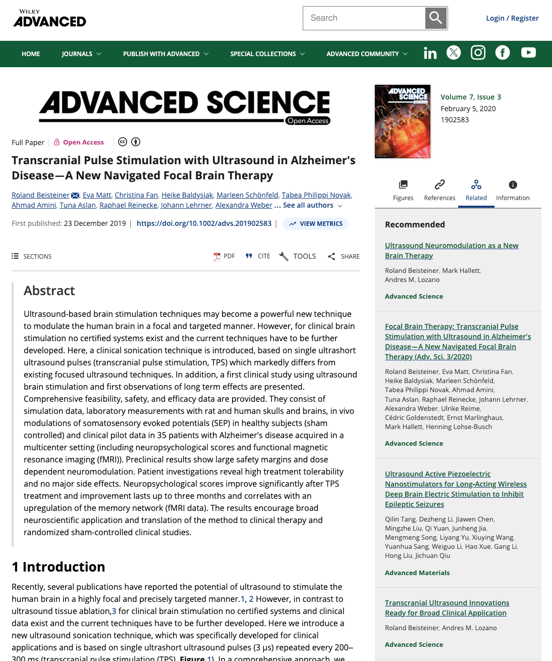 Screenshot: Transkranielle Pulsstimulation mit Ultraschall bei Alzheimer-Demenz - eine neue navigierte fokale Hirntherapie